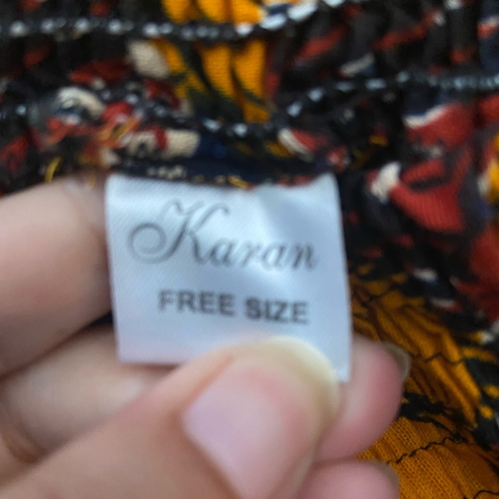 Karan Free Size Midi Length Multi Color Print Tie… - image 5